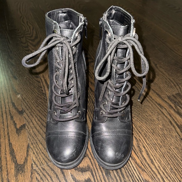 ALDOBlack Lace-Up Ankle Heel Boots - Picture 5 of 8